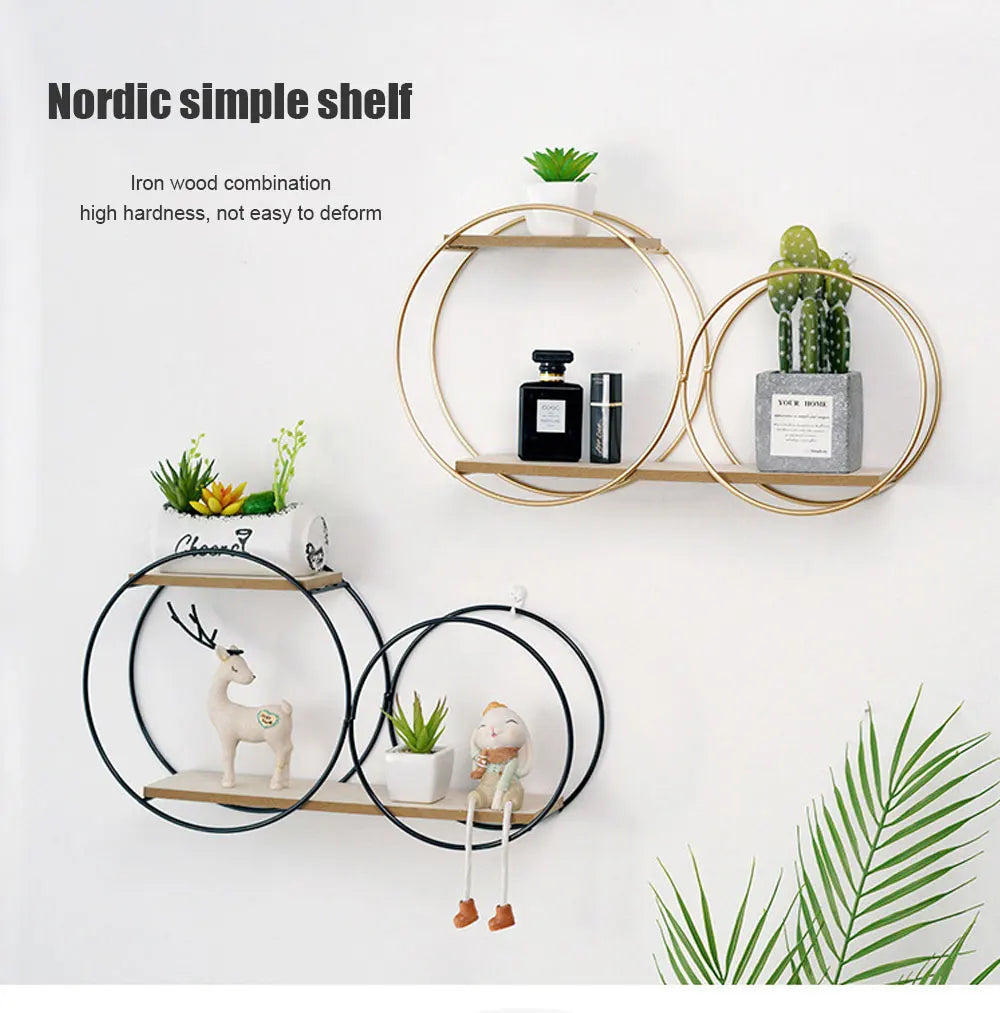 Room Rack Decoration Wall Circular Hanging Home Decor Shelves Candle Holder Aesthetic And Supports Wooden Teen Living Floating
