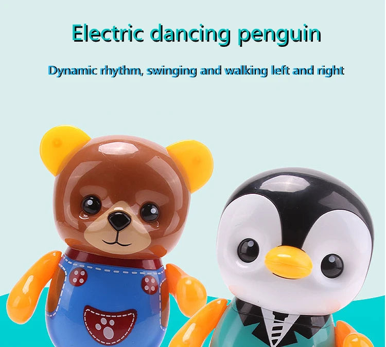 Kids Dance Robot Toy Plastic Cute Cartoon Walking Animal Electric Musical Light Shake Doll Early Educational Toys For Children