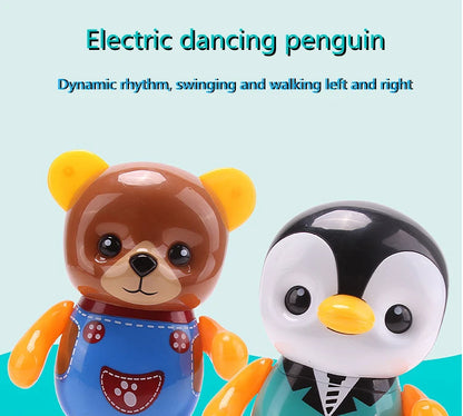 Kids Dance Robot Toy Plastic Cute Cartoon Walking Animal Electric Musical Light Shake Doll Early Educational Toys For Children
