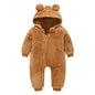 Baby Boy Clothes Spring Autumn Hooded Warm Baby Rompers Cute Plush Bear Overall Toddler Girl Jumpsuit Infants Crawling Clothing