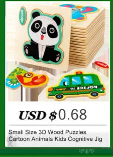 Kids Wooden Toys 3D Wood Puzzle Cartoon Animals Cognitive Jigsaw Puzzle Early Learning Educational Toys For Children Gift