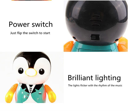 Kids Dance Robot Toy Plastic Cute Cartoon Walking Animal Electric Musical Light Shake Doll Early Educational Toys For Children