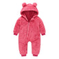 Baby Boy Clothes Spring Autumn Hooded Warm Baby Rompers Cute Plush Bear Overall Toddler Girl Jumpsuit Infants Crawling Clothing