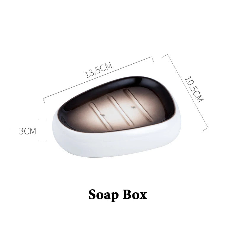 Ceramic Bathroom Accessories Sets Gradient Lotion Dispenser Pump Bottle Toothbrush Holder Mouthwash Cup Soap Dish Washing Tools