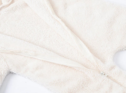 Baby Boy Clothes Spring Autumn Hooded Warm Baby Rompers Cute Plush Bear Overall Toddler Girl Jumpsuit Infants Crawling Clothing