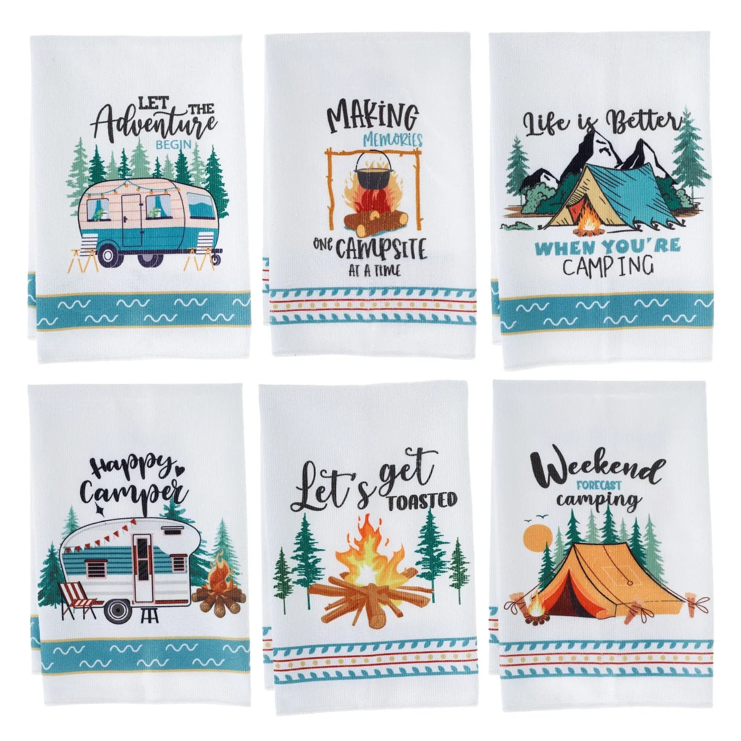 4/6Pcs Kitchen Towels Microfiber Camping Dish Towels 60x40cm Camper Hand Towels with Funny Sayings for Kitchen Bathroom Home