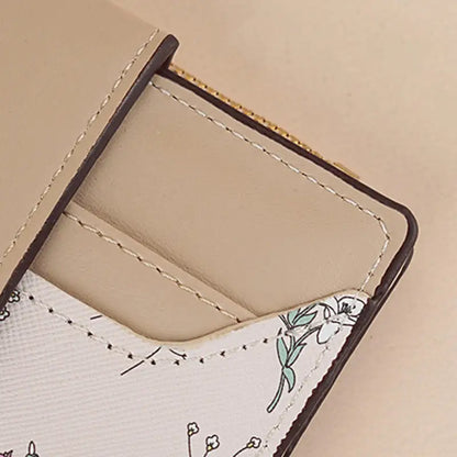 PU Leather Short Wallet Women Multi-Cards Zipper Coin Purse Hasp Small Flowers Card Bag Wallet Zipper Hasp For Girl