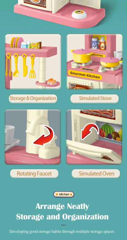 Kids Play Kitchen Accessories, Playset Toys Kitchen Foods Pans Milk Pots Breads Fork for Kid 3+ Boys and Girls