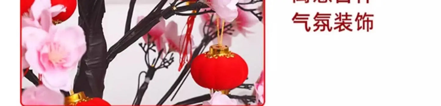 Living Room Interior Decoration Peach Tree Lantern Luminous Decorative Tree Moving into the New House Living Room Desktop Layout