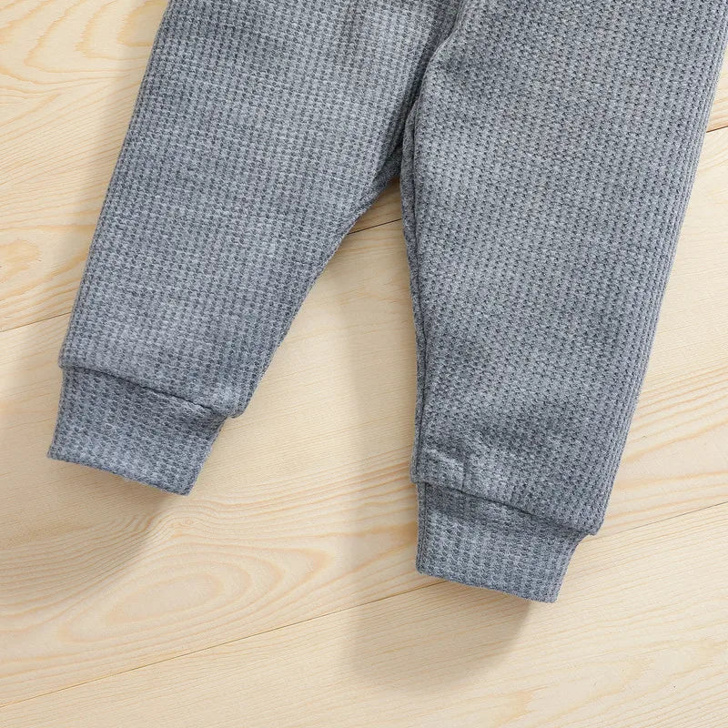 Newborn Baby Boy Pant Sets Autumn Clothes Solid Color Long Sleeves Hooded Bodysuit Tops and Pants Baby Items Clothing for Infant