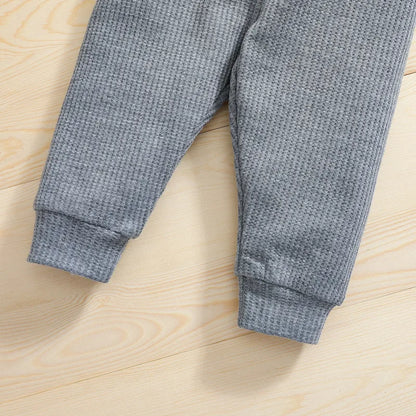 Newborn Baby Boy Pant Sets Autumn Clothes Solid Color Long Sleeves Hooded Bodysuit Tops and Pants Baby Items Clothing for Infant