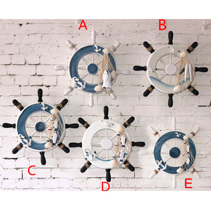 Magideal Nautical Beach Wooden Boat Ship Steering Wheel Home Wall Hanging Decor