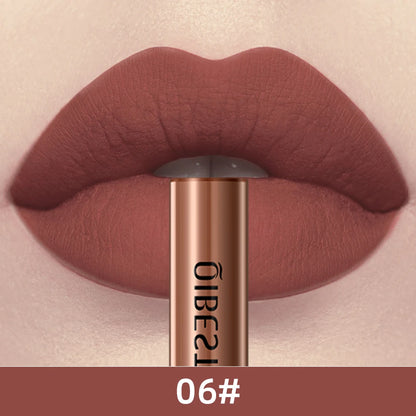 QIBEST 24 Colors Liquid Lipstick Ultra Matte Velvet Long Lasting Women Beauty Red Nonstick Cup Waterproof Lip Gloss Nude Makeup
