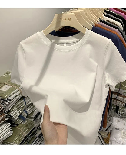 Women T Shirt Girls T-Shirt Woman Clothes Tops Cotton Tshirt Female Short Sleeve Spring Tee Sexy Y2k Top White