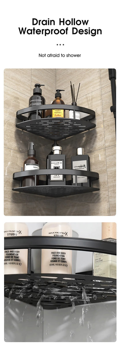 Bathroom Storage Rack No Drill Shelves Wall Mount Corner Shelf Shower Holder For WC Shampoo Organizer Bathroom Accessories