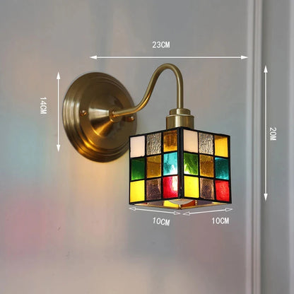 Bedroom headboard Tiffany living room background wall light light luxury Nordic American retro corridor corridor all copper wall