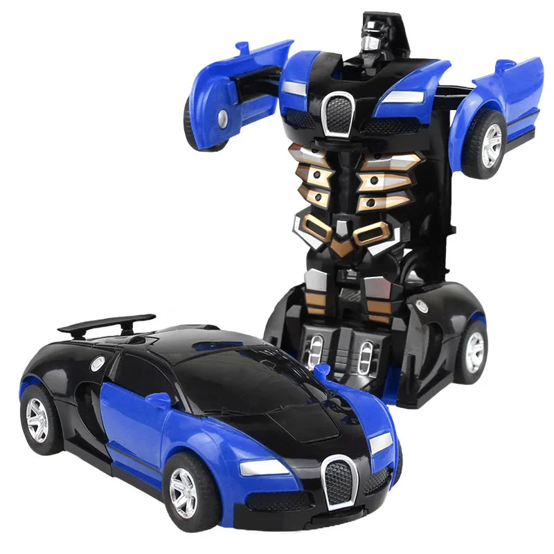 Kids Toys One-key Deformation Car  Automatic Transform Robot Diecasts Toy Funny Mini 2 In 1 Plastic Model Car Amazing Gifts Boys