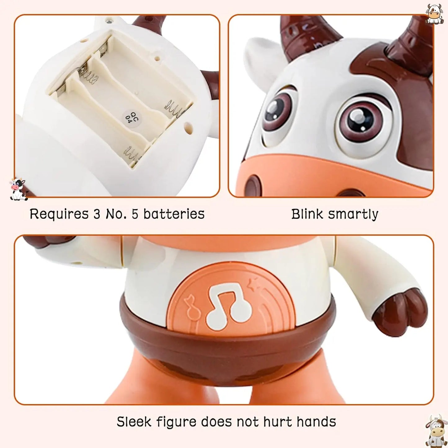 Baby Dancing Cow Toy - Electric Music Plush Cow with Funny Songs and Moves, Baby Interactive Baby Toys, Cute Toddler Christmas G