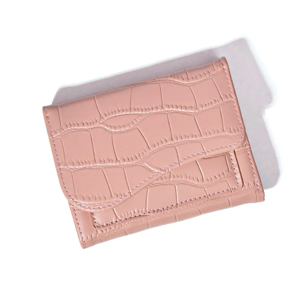 Women Mini Wallet Purse Female Short PU Leather Purse Solid Color Lightweight Fashion Multiple Card Positions for Student