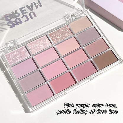 16-Color Eyeshadow Palette Matte & Shimmer – Nude Earth Tones, Silky Blendable Texture, Korean Style Natural Eye Makeup Look