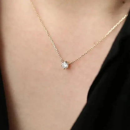 S925 Sterling Silver Necklace Set with Zircon Electroplated 14k Gold Women's Fine Style