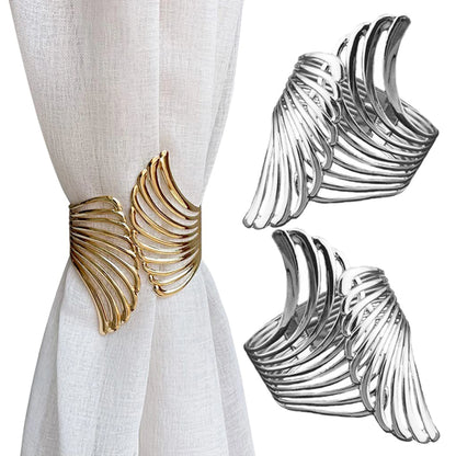 2pcs Modern Luxury Gold/Silver Creative Angel Wings Pattern Spring Curtain Tiebacks,Used For Bedroom, Living Room Curtains