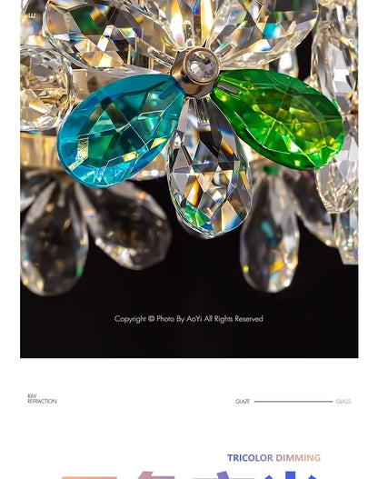 Bedroom Bedside Lamp Crystal Small Chandelier French Flower Light Luxury Entrance Cabinet Restaurant Cloakroom Hanging Line Lamp