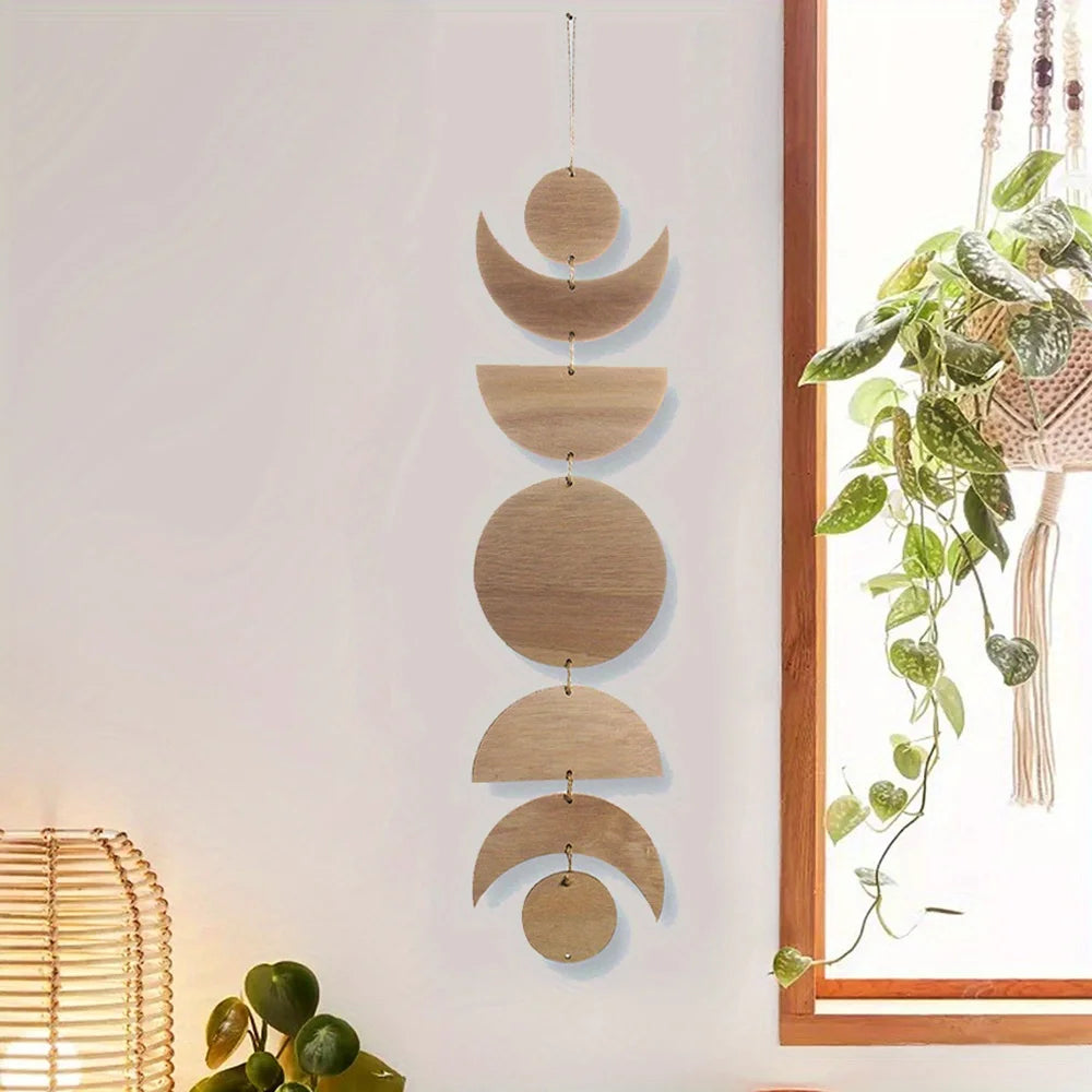 Wooden Hanging Pendant Wall Decor Home Decor Wooden Decor Pendant  Moon Pendant Bohemian Style