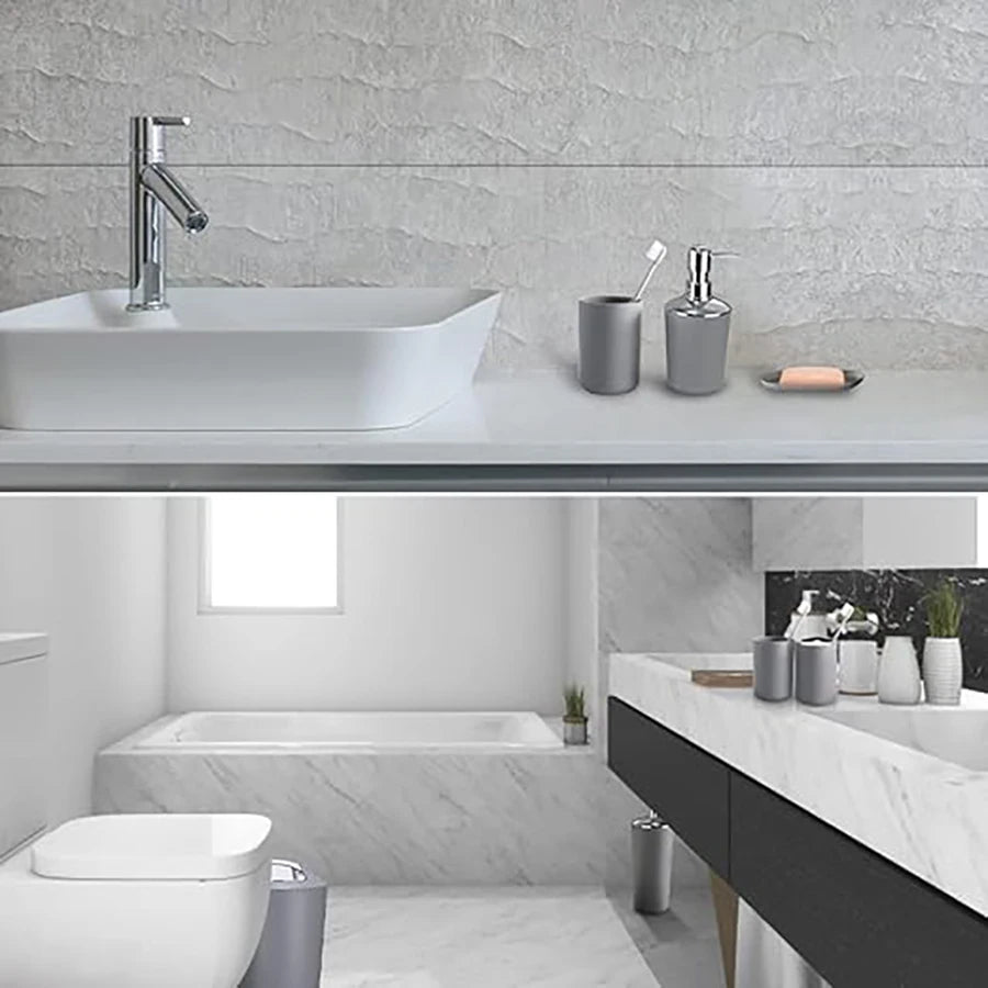 Bathroom Accessory Set,6 Piece Gift Set,Toothbrush Holder,Toothbrush Cup,Soap Dispenser,Soap Dish,Toilet Brush Holder,Trash Can