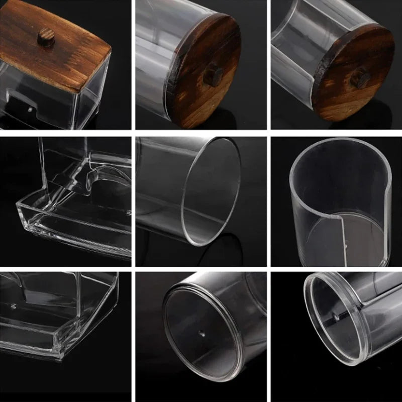 Bathroom Organizer Accessories Set Holder Storage with Clear Plastic Lids, Cotton Ball/Swabs Dispenser, Organizer Jar