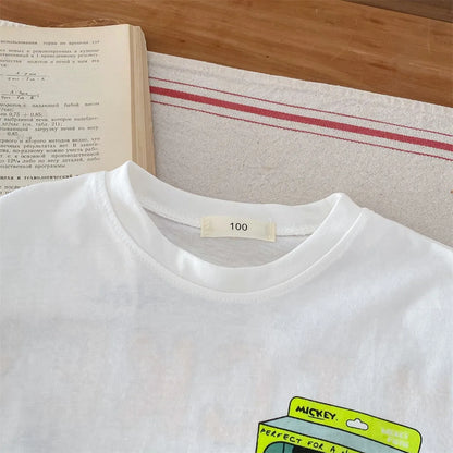 2024 New Summer Boys T-shirt Printed Cartoon Fashion Loose Short Sleeve Tops Children Clothes Baby Round Collar Tees 9m-6y