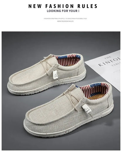 Men 2024 New Leisure Sneakers Spring Summer Breathable Lightweight Outdoor Canvas Shoes Large Size Men's Shoes Walking Loafers