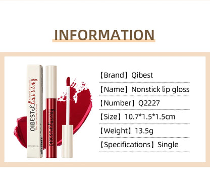 QIBEST 24 Colors Liquid Lipstick Ultra Matte Velvet Long Lasting Women Beauty Red Nonstick Cup Waterproof Lip Gloss Nude Makeup