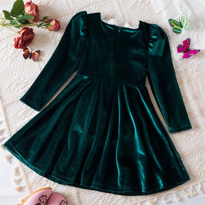 Elegant New Girl Embroidery Flower Girl Dresses for Wedding Autumn Winter Long Sleeve Princess Birthday Party Clothing 3-8Yrs