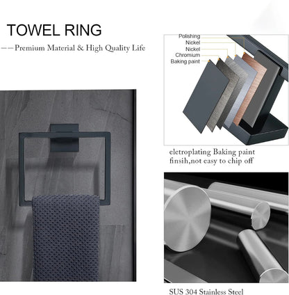Bathroom Set  Stainless Steel Towel Ring Holder Toilet Paper Holder  Towel Bar  Rail Rack  Hanger Hook  Bathroom Hardware Set