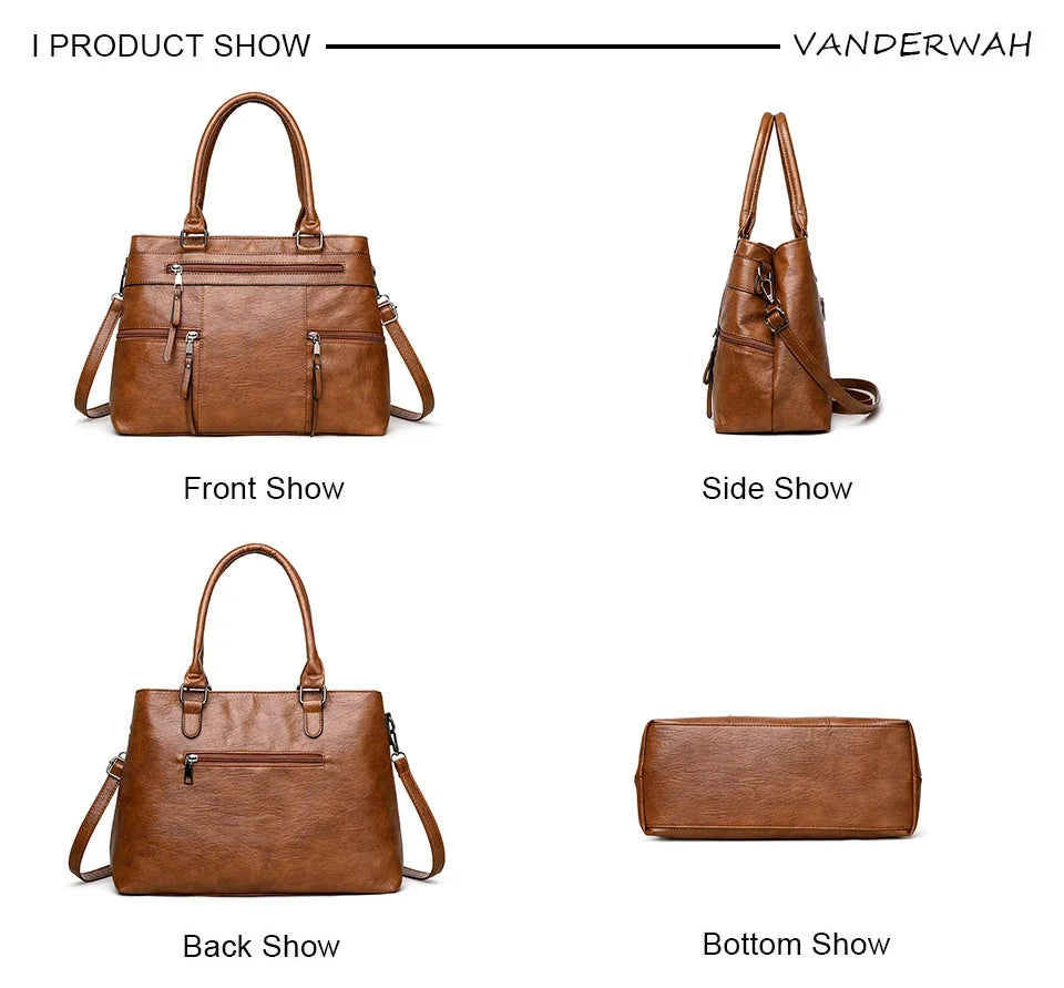 Elegant Handbags For Women High Quality Pu Leather Top-Handle Bags Purse Ladies Shoulder Crossbody Bag Casual Tote bolso purses