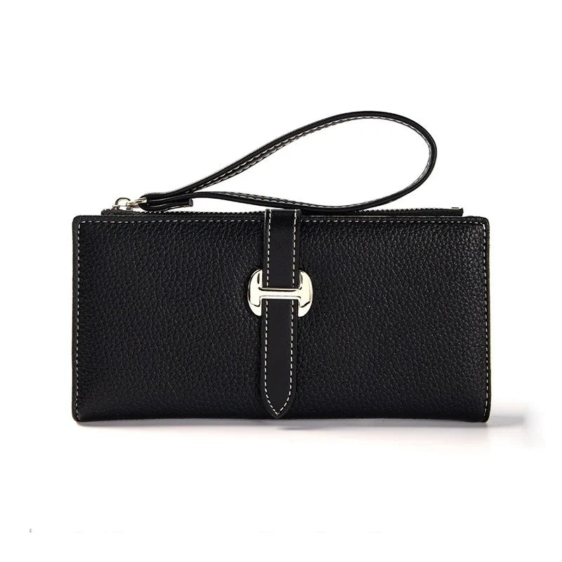 Luxury Designer Women's Wallet PU Leather Long Purse for Women Card Holder Handbag with Zip Pocket Simple Clutch Bag