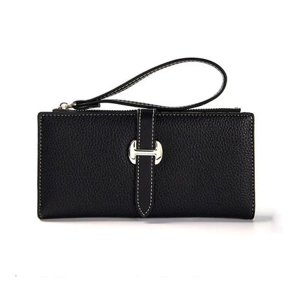 Luxury Designer Women's Wallet PU Leather Long Purse for Women Card Holder Handbag with Zip Pocket Simple Clutch Bag