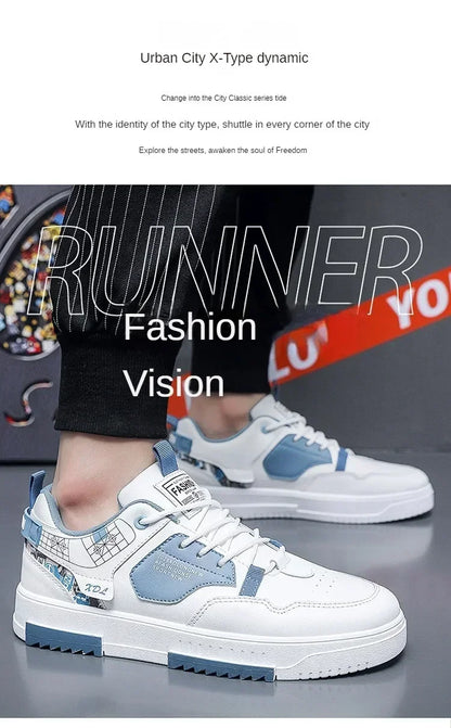 Men's shoes 2025 summer new breathable white shoes men's trendy and versatile thick soled sports board shoes trendy shoes