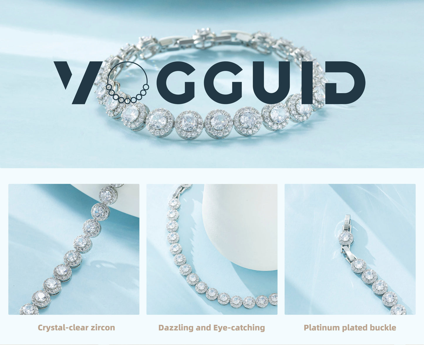 Luxury Zircon Chunky Bracelets For women Round Zirconia Stone Wedding Engagement Women Bracelet Jewelry Gift