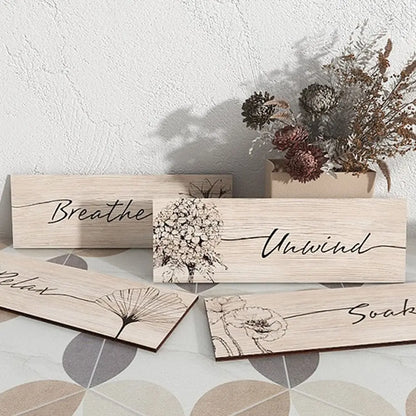 Wall Plate Wooden Floral Wall Art Funny Decorative Plants Hanging Sign Handmade Wall Decor Paintings Office