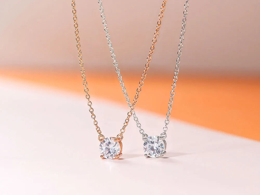 New Jewelry Small Crystal Pendant Necklaces For Women Shiny Zirconia Necklace For Female Wedding Engagement Birthday Gifts N415