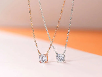 New Jewelry Small Crystal Pendant Necklaces For Women Shiny Zirconia Necklace For Female Wedding Engagement Birthday Gifts N415