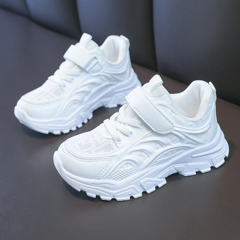 Kids Sports Shoes Breathable Comfortable Students White Shoes School Trendy 2025 New Children Running Shoes Thick Soft Sole