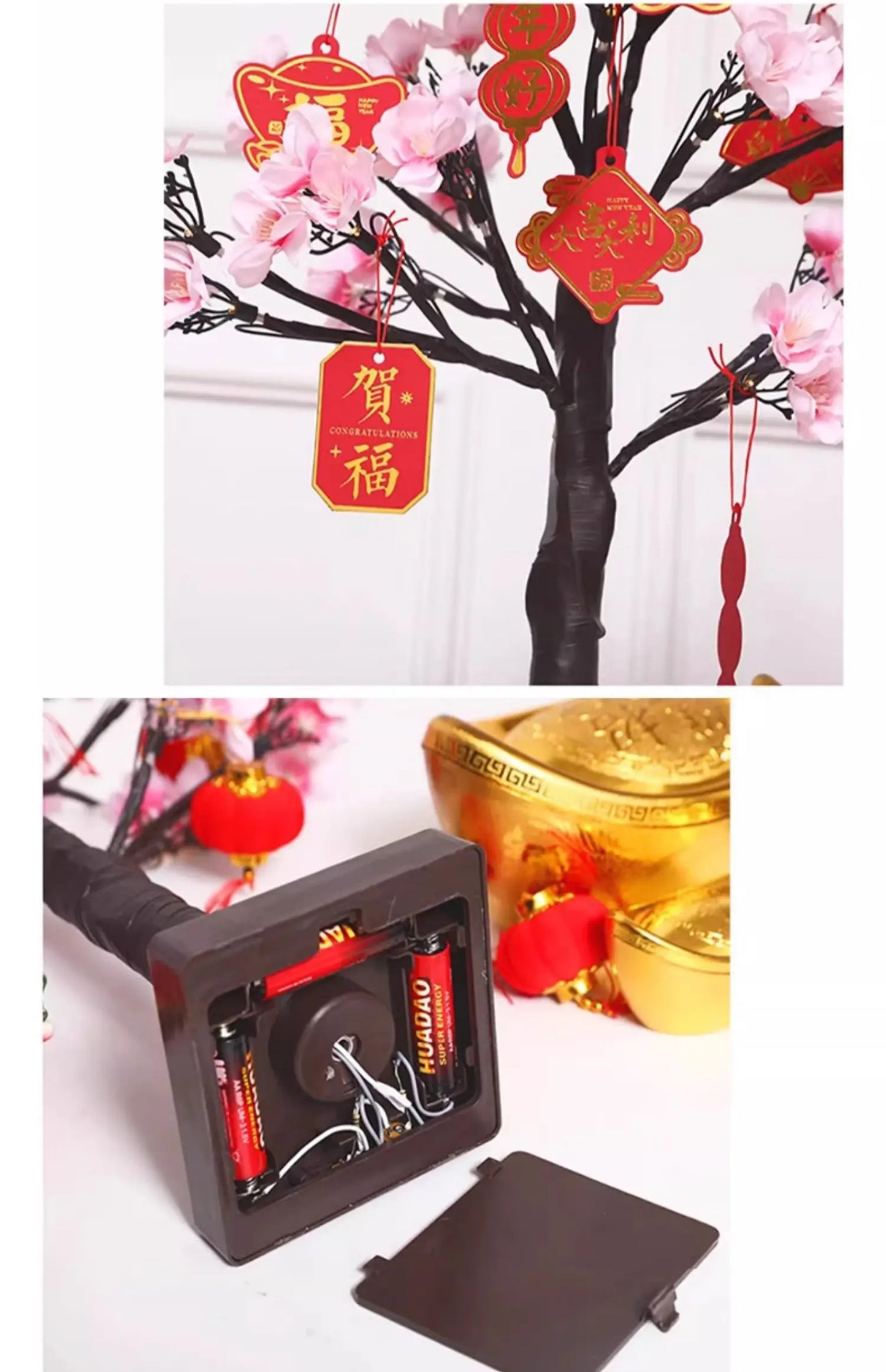 Living Room Interior Decoration Peach Tree Lantern Luminous Decorative Tree Moving into the New House Living Room Desktop Layout