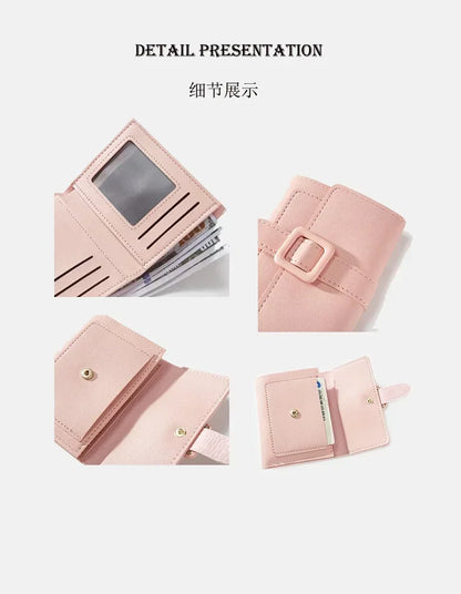 Candy Color Small Wallets PU Leather Coin Pures Ladies Card Holder Standard Short Purses for Women Solid Purses Practical