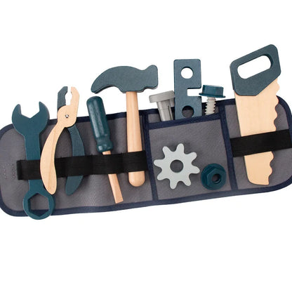 Kids Pretend Play Toy Tool Role Playing Educational Toys 3-6 Year Old Boys Wooden Simulation Children's Repairman Waist Bag Set
