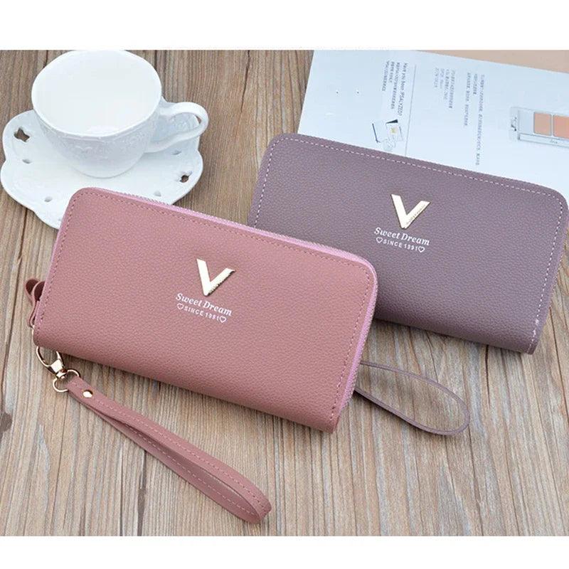 Pu Leather Women Wallets Women Purses Fashion Long Zipper Women's Wallet Money Coin Holder Female Long Purse Female Purse Zipper