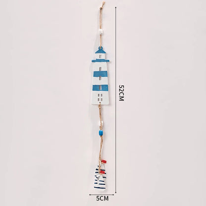 Mediterranean Style Decorative Ornaments Artistic Home Background Kindergarten Wall Hanging Lighthouse Sailboat Wooden Crafts