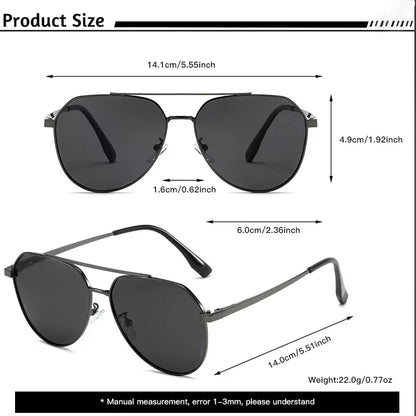 Polarized Sunglasses For Men Large Metal Frame Sun Protection And UV Protection Sunglasses Aviator Sunglasses Frog Mirro 9542